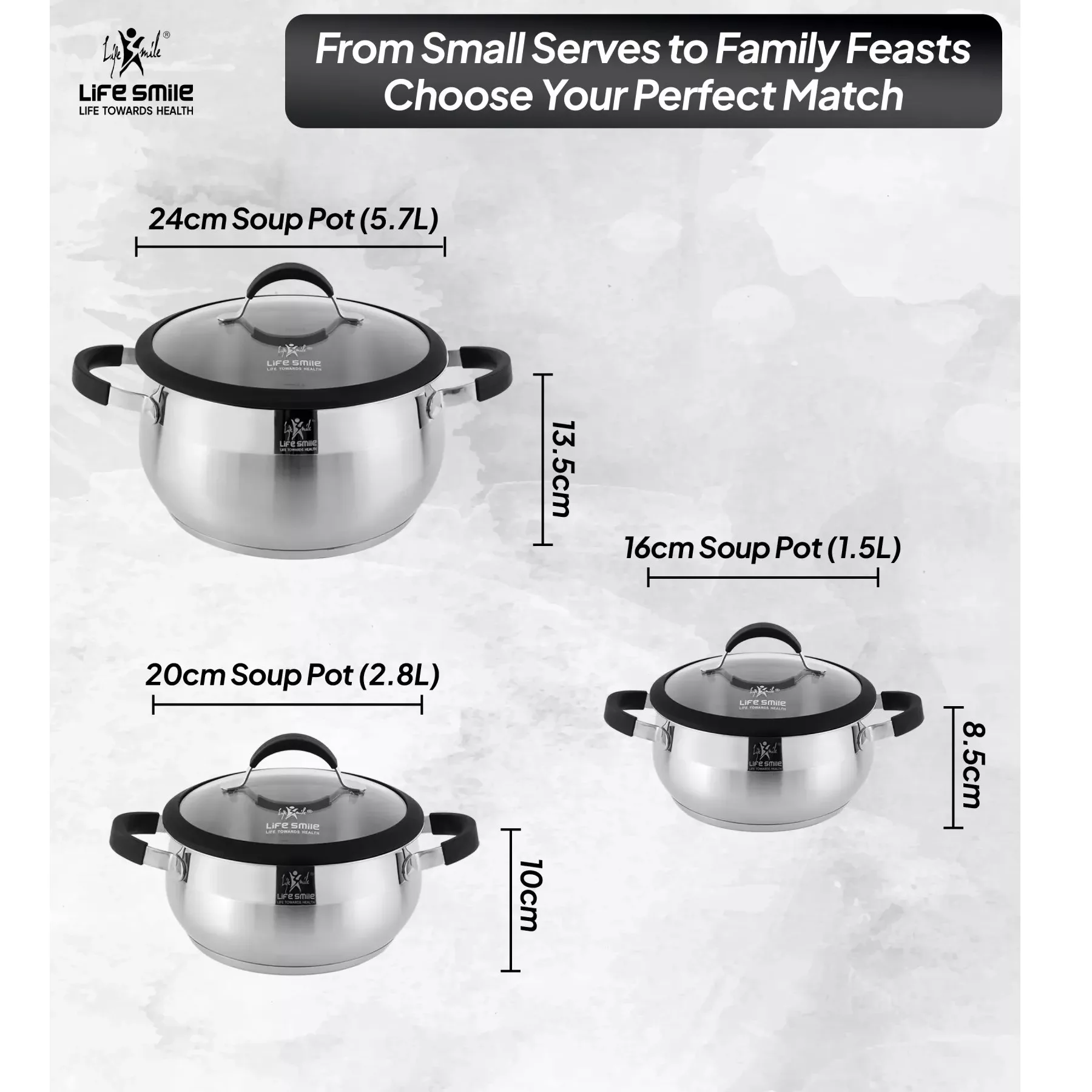 سرویس قابلمه استیل 6 پارچه لایف اسمایل مدل LIFEP22-6