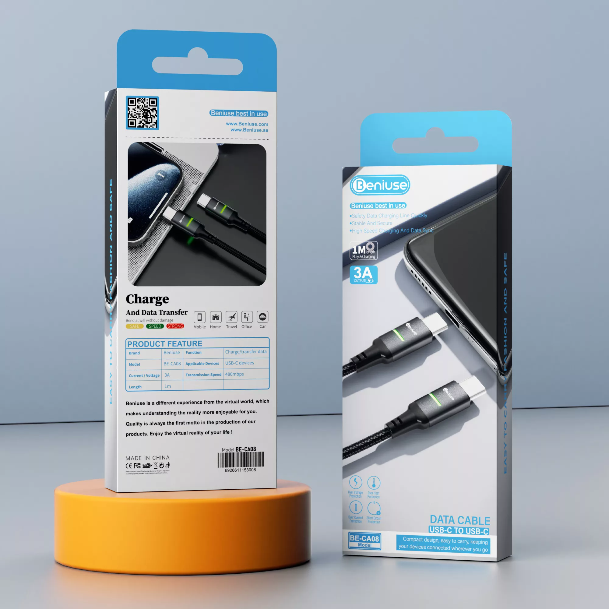 کابل USB-C بنیوس مدل BE-CA08 طول 1متر