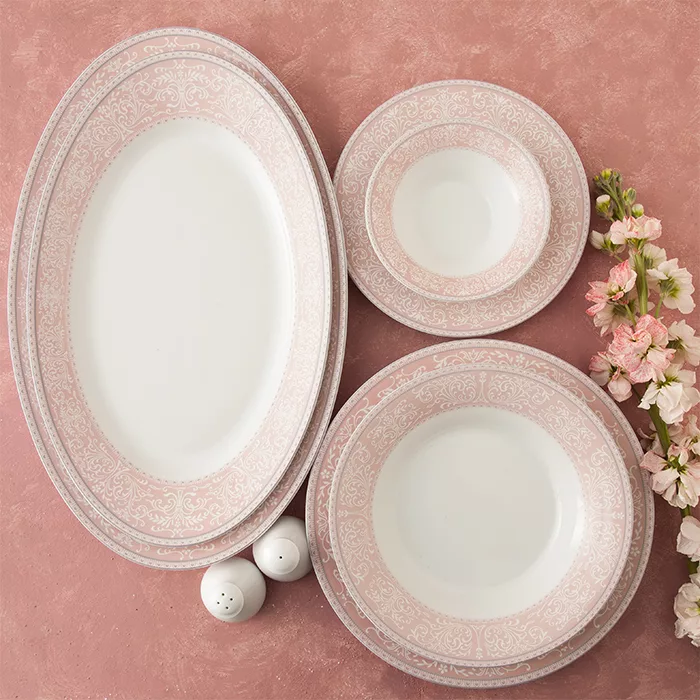 سرویس چینی 35 پارچه غذاخوری چینی زرین ایران طرح شهرزاد مدل ورونا درجه یک