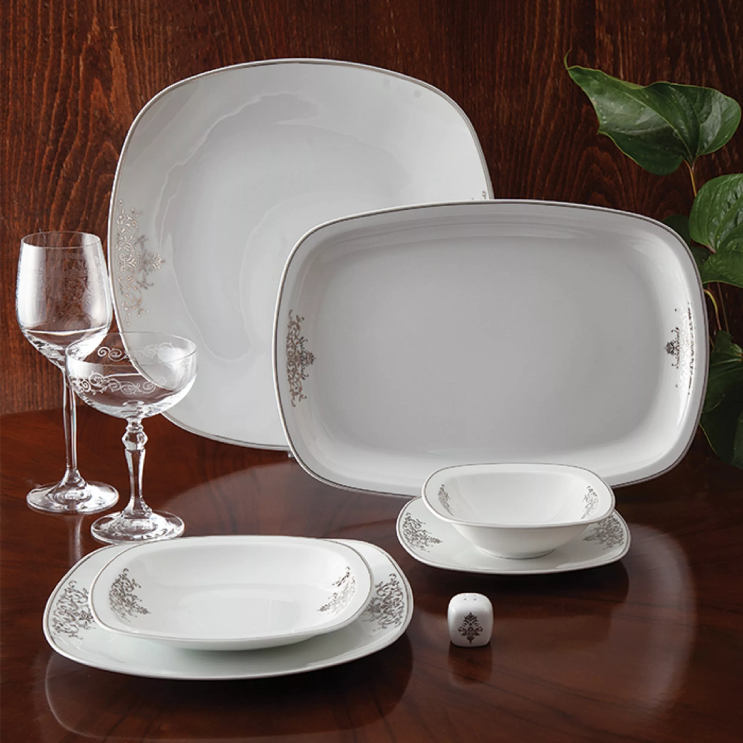 سرویس غذاخوری 27 پارچه چینی زرین ایران سری کواترو مدل مونت کارلو درجه یک