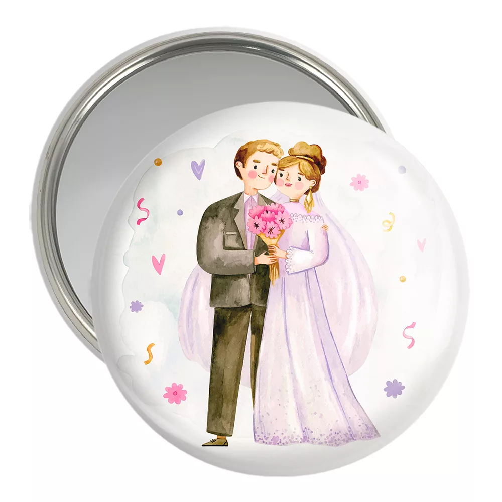 آینه جیبی خندالو مدل عروس و داماد کد 29627