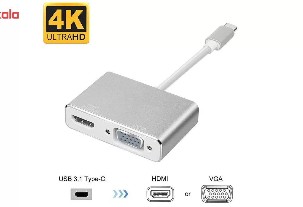 مبدل USB-C به HDMI و VGA مدل U2