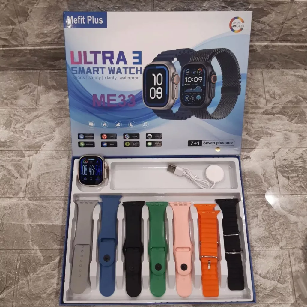 ساعت هوشمند ۴۹ میلیمتری مفیت پلاس مدل SEVEN PLUS ONE 7+1 با ۷ بند سیلیکونی