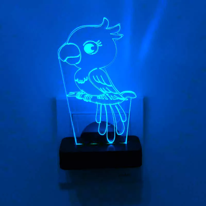 چراغ خواب اتاق کودک طرح طوطی مدل دیواری