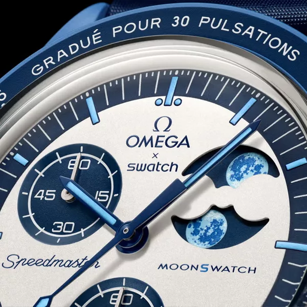 ساعت مچی عقربه‌ای مکانیکی مدل Super Blue Moon Omega x Swatch