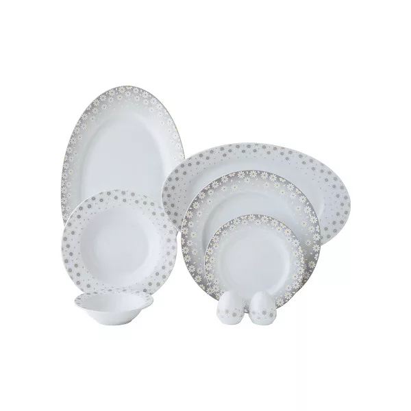 سرویس غذاخوری 74 پارچه 12 نفر چینی زرین ایران مدل ایتالیا اف پلاس کامومیلا درجه عالی