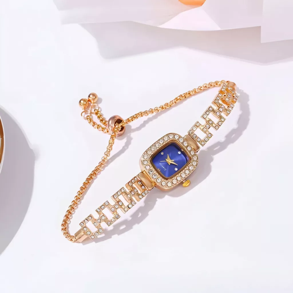 ساعت مچی عقربه‌ای کوارتز زنانه مدل مینیمال لوکس بند دستبندی کرواتی کد ۳