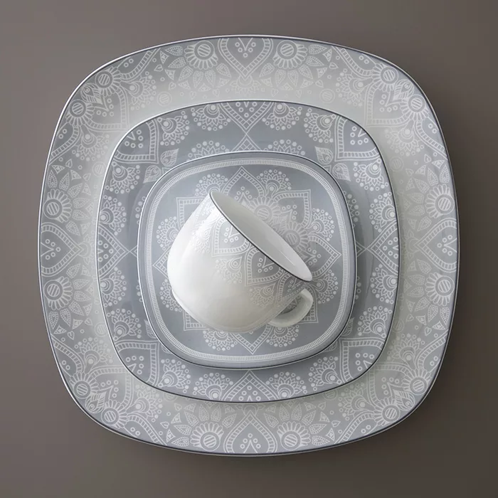 سرویس غذاخوری 27 پارچه 6 نفر چینی زرین ایران مدل کواترو ادلین درجه یک