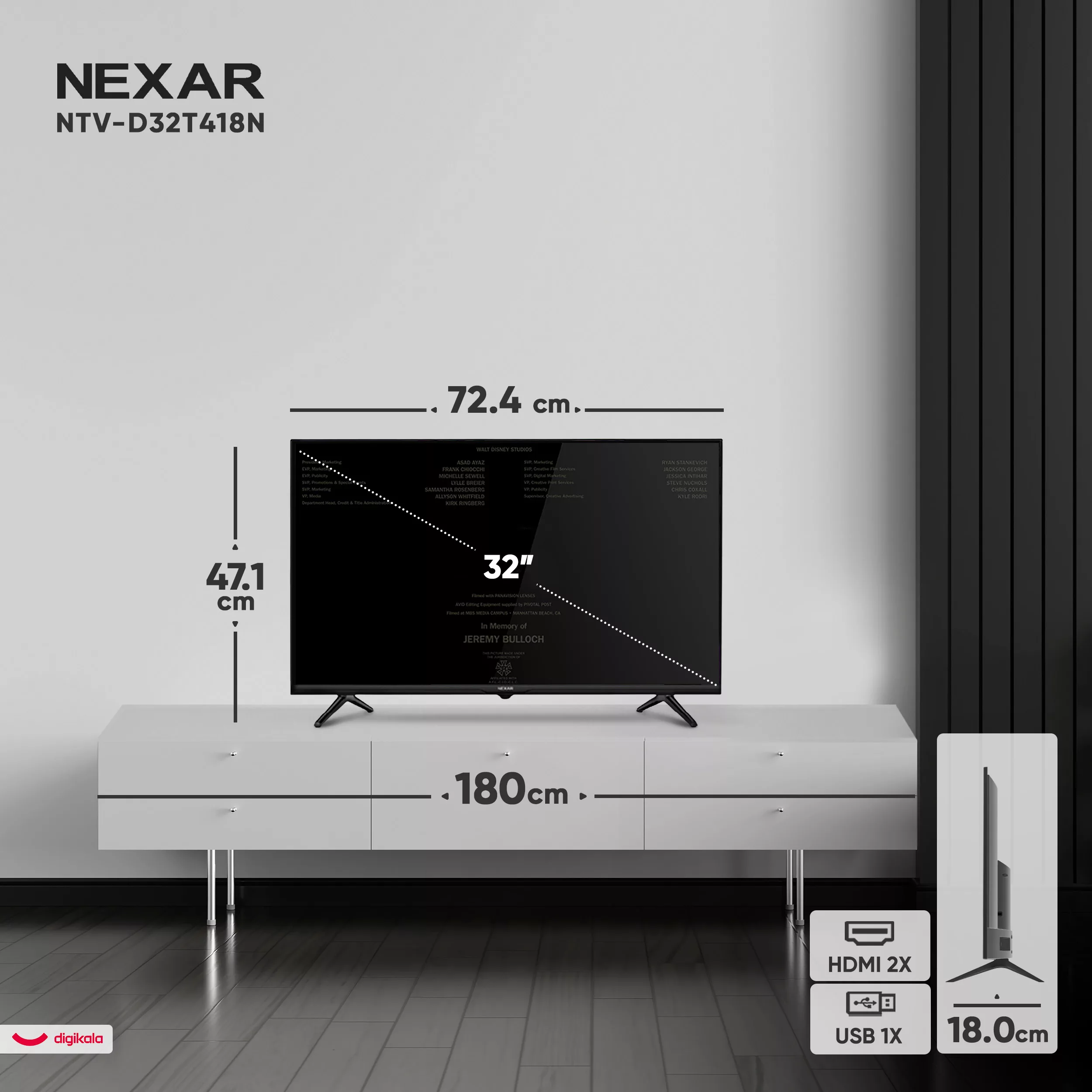 تلویزیون 32 اینچ ال ای دی نکسار مدل NTV-D32T418N