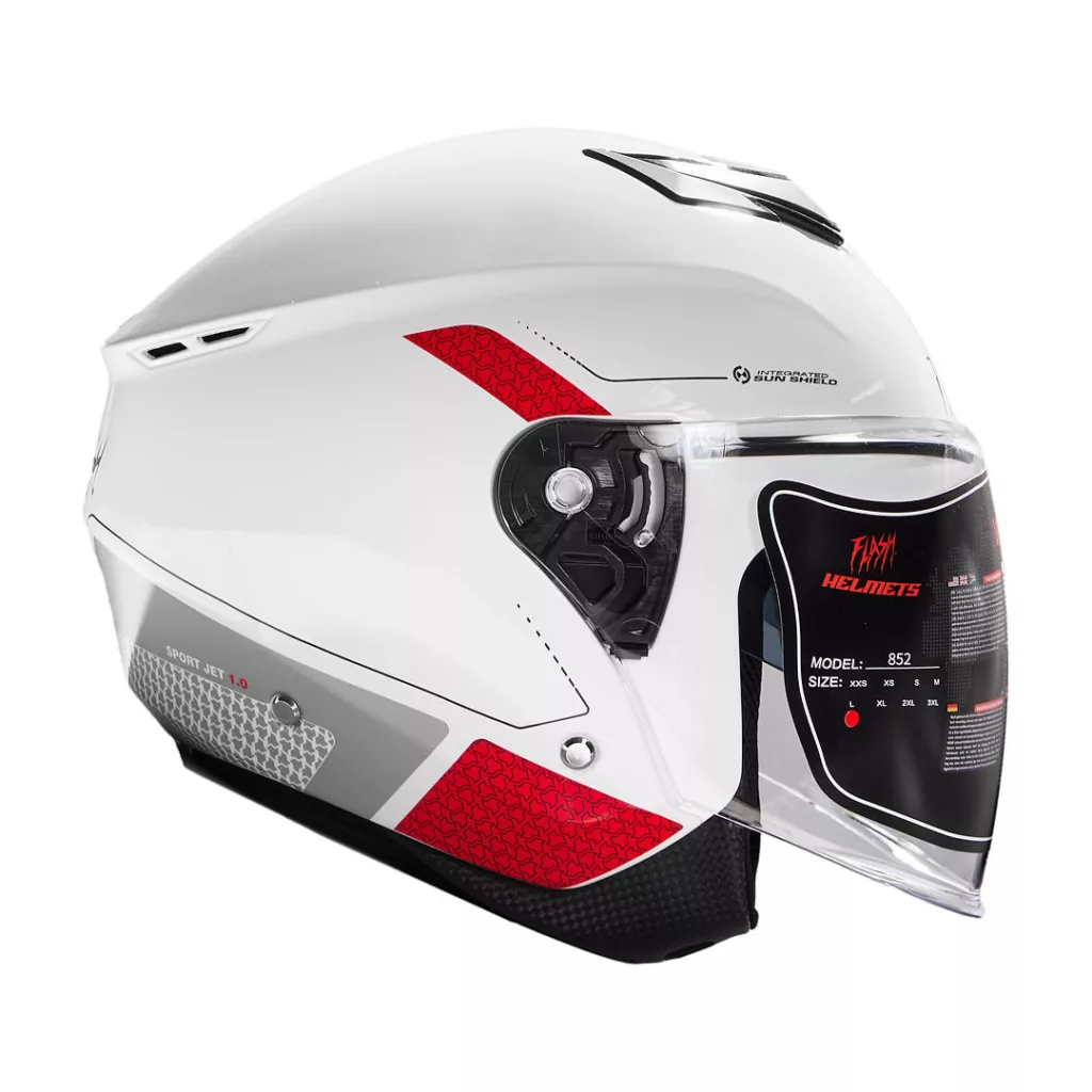 کلاه کاسکت بدون فک فلش مدل 852 glossy red-white