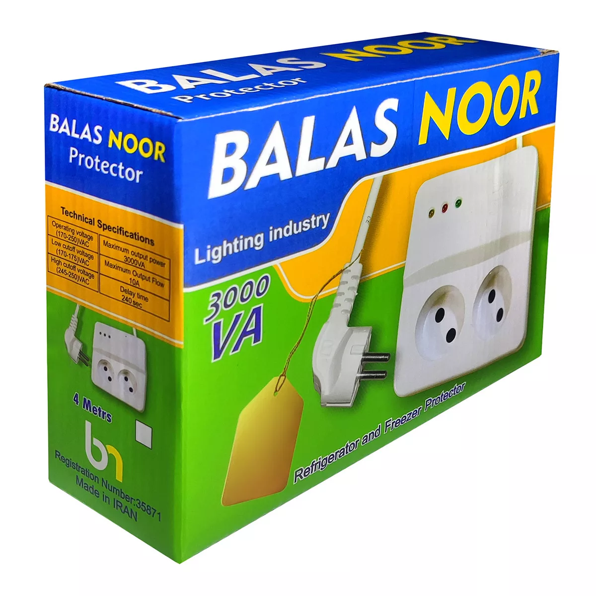 محافظ ولتاژ و چند راهی برق بالاس نور مدل BL-2