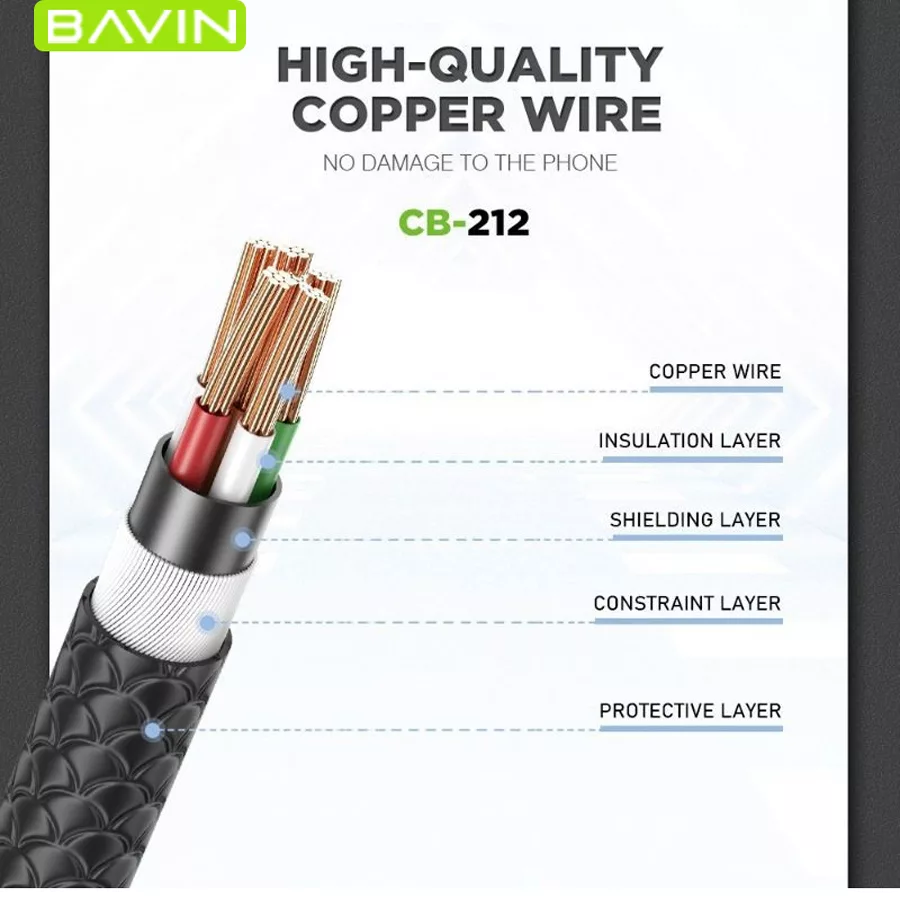 کابل تبدیل USB به microUSB باوین مدل CB-212 طول 1 متر