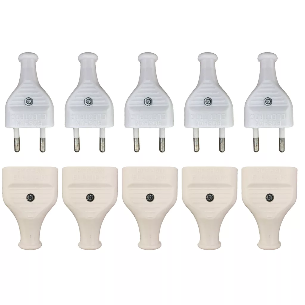 دوشاخه و مادگی برق روشن الکتریک مدل تخت مجموعه 10 عددی