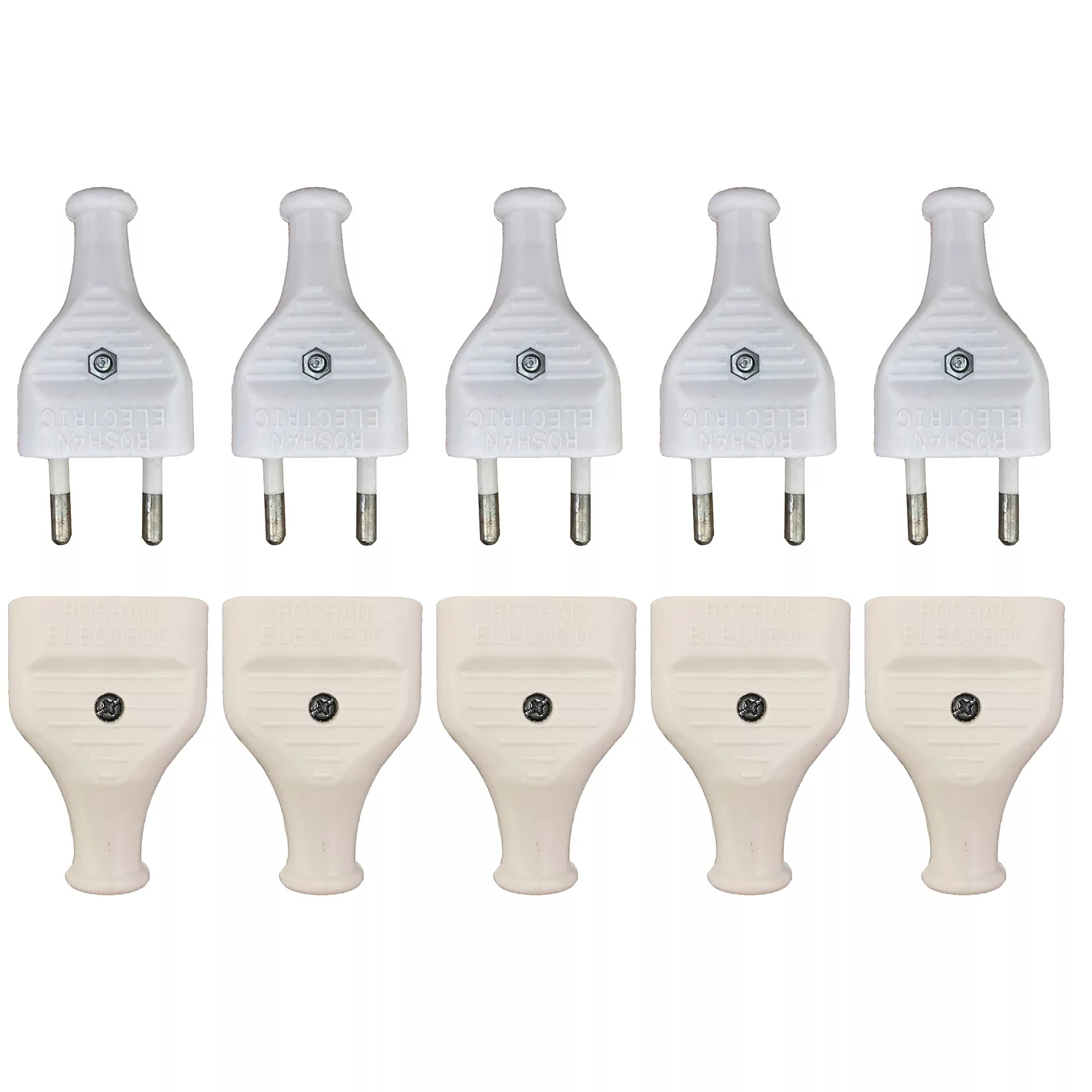 دوشاخه و مادگی برق روشن الکتریک مدل تخت مجموعه 10 عددی