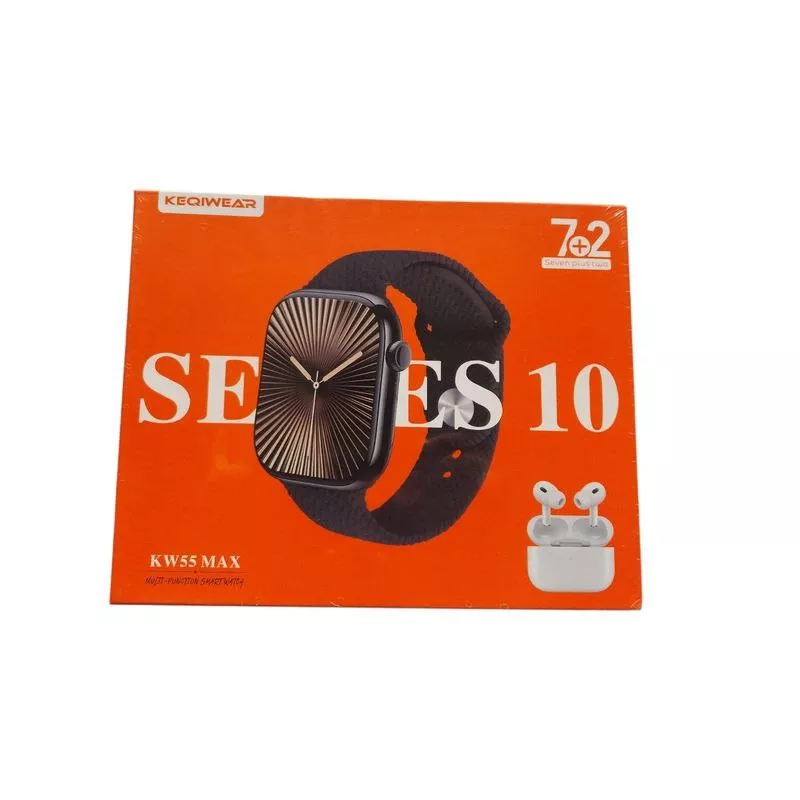 ساعت هوشمند 46میلی متری مدل KW55 MAX با بند سیلیکون و ایرپاد