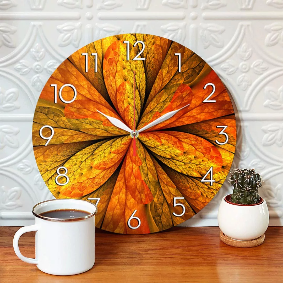 ساعت دیواری طرح انتزاعی برگ پاییز کد 1391
