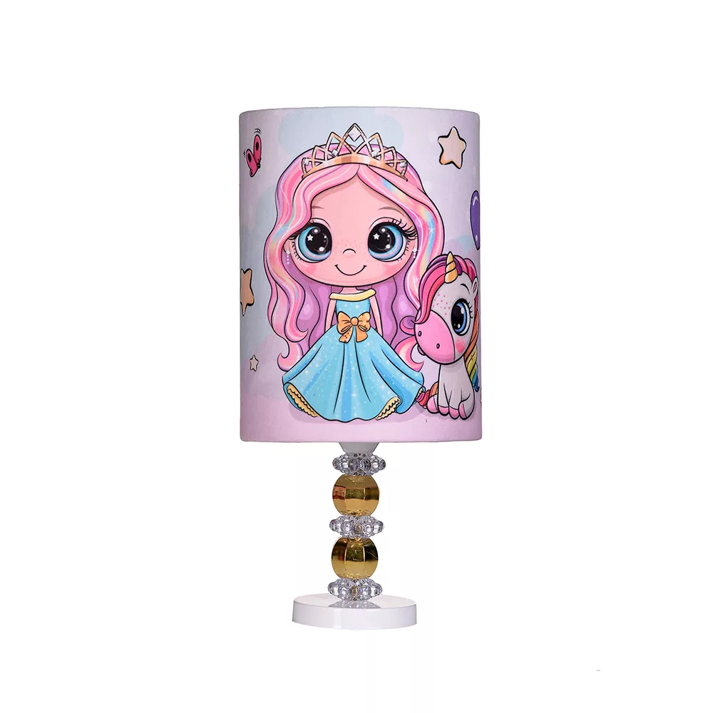 آباژور کودک مدل دختر و اسب تک شاخ رنگین کمان