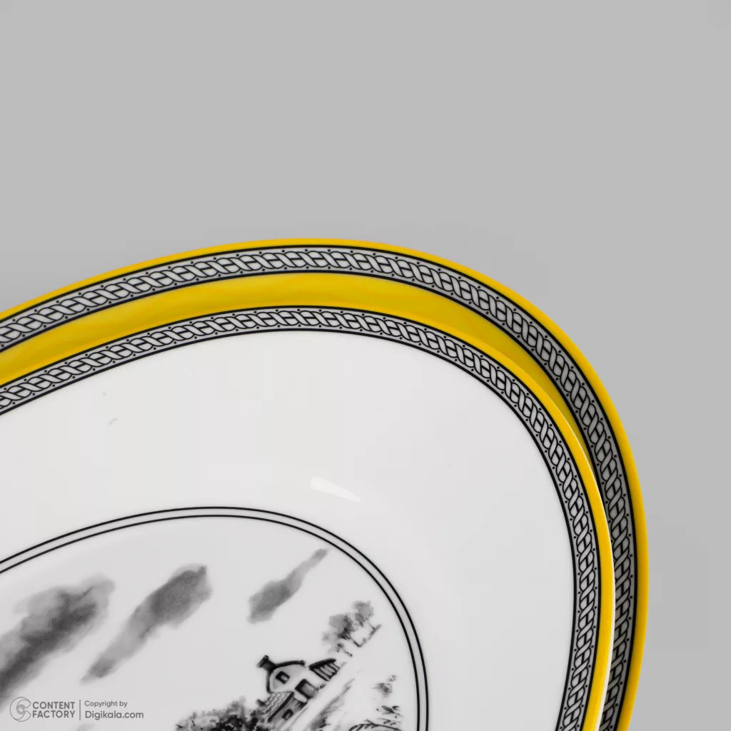 سرویس غذاخوری 28 پارچه 6 نفر چینی زرین ایران مدل ایتالیا اف Village 2 درجه یک