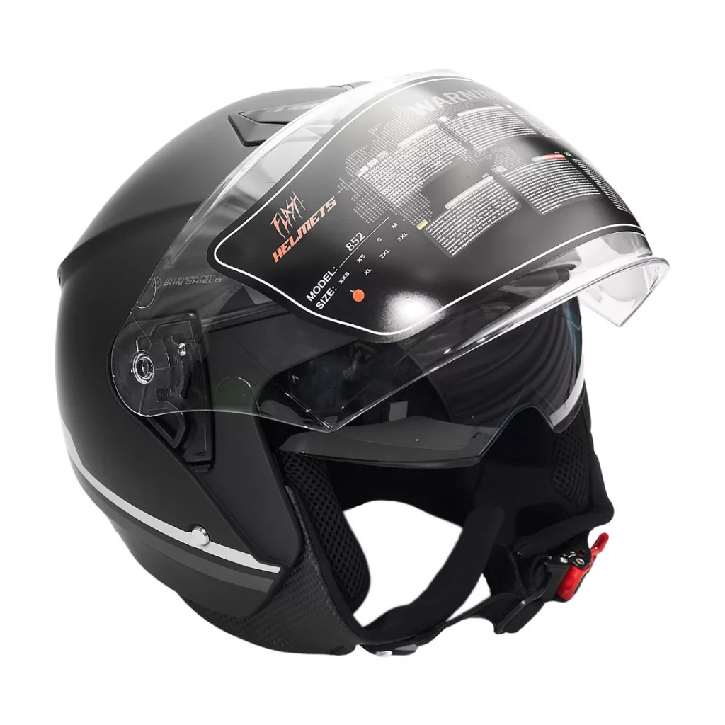 کلاه کاسکت بدون فک فلش مدل 852 matt black-gray 35#