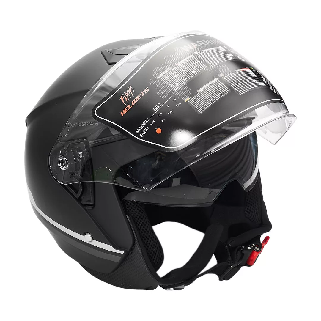 کلاه کاسکت بدون فک فلش مدل 852 matt black-gray 35#