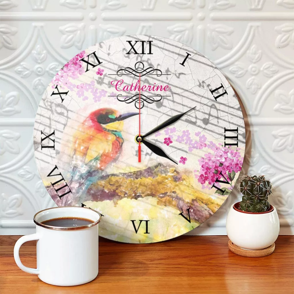 ساعت دیواری طرح پرنده و شاخه و گل کد 1214