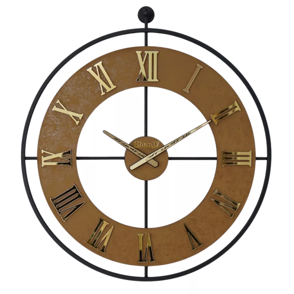 ساعت دیواری سانلی مدل فلزی چرمی کد ۱۵۰۱K