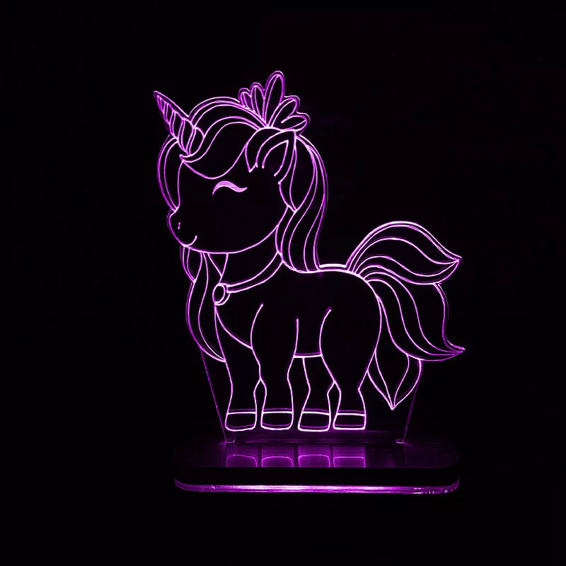 چراغ خواب اتاق کودک سان لیزر طرح اسب تک شاخ یونیکورن مدل تک رنگ
