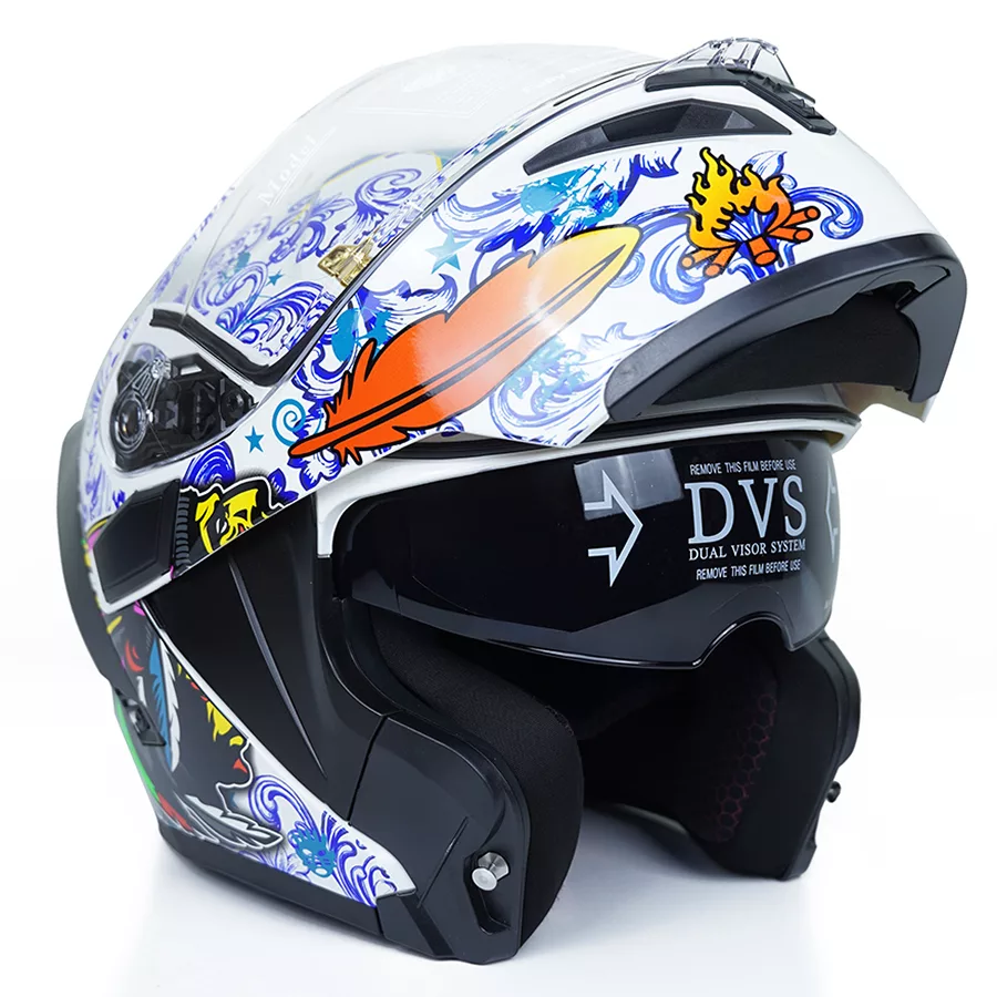 کلاه کاسکت فک متحرک کایک مدل 772 طرح Wh/Native Ame