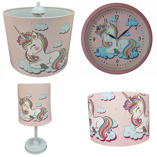 لوستر و آباژور و چراغ خواب کودک مدل تک شاخ کد 40621 به همراه ساعت