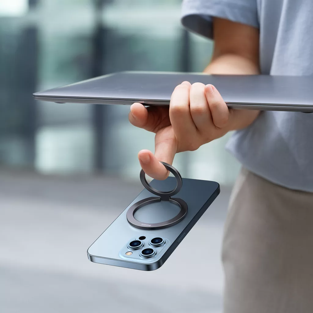 حلقه نگهدارنده گوشی موبایل بیسوس مدل  Baseus Magnetic Ring Series Metal Folding Ring Holder (Single Ring) SUCH000013