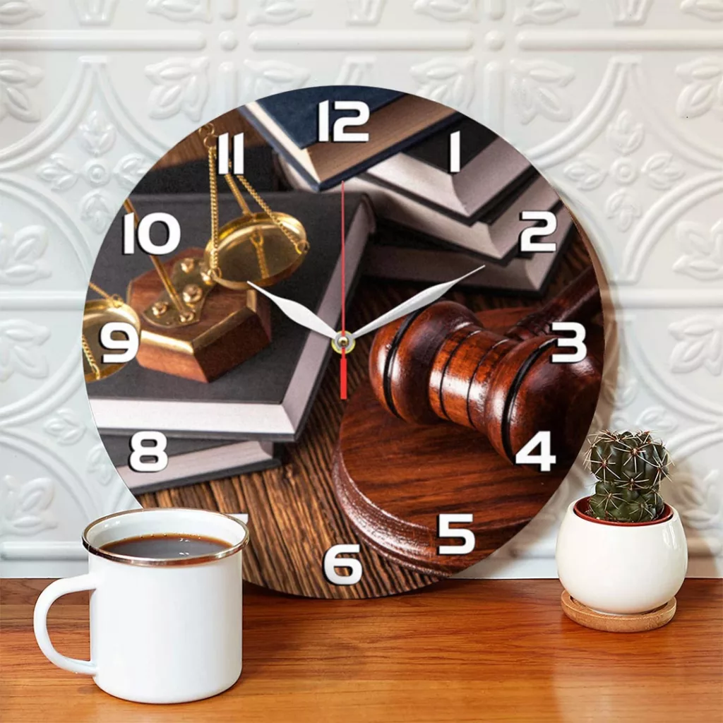 ساعت دیواری طرح ترازو و چکش قاضی کد 1419