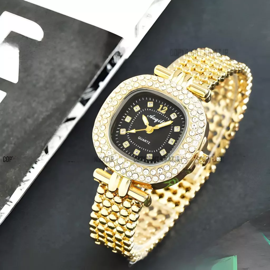 ساعت مچی عقربه ای زنانه مدل فول نگین دستبندی tm