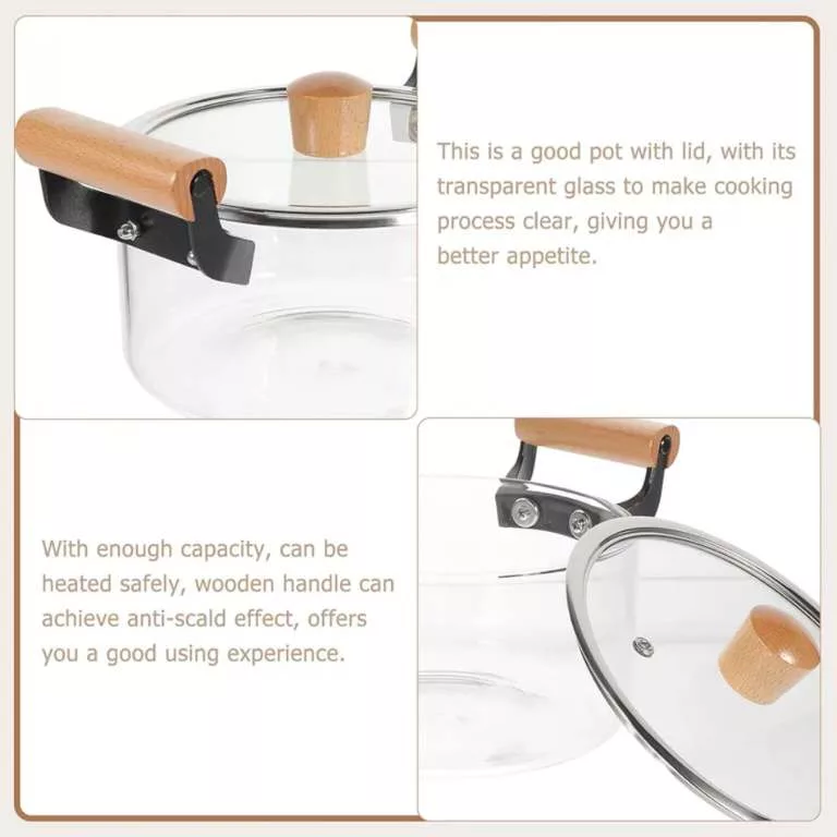 سرویس قابلمه 4 پارچه مدل شیشه ای دسته بامبو کد NC20