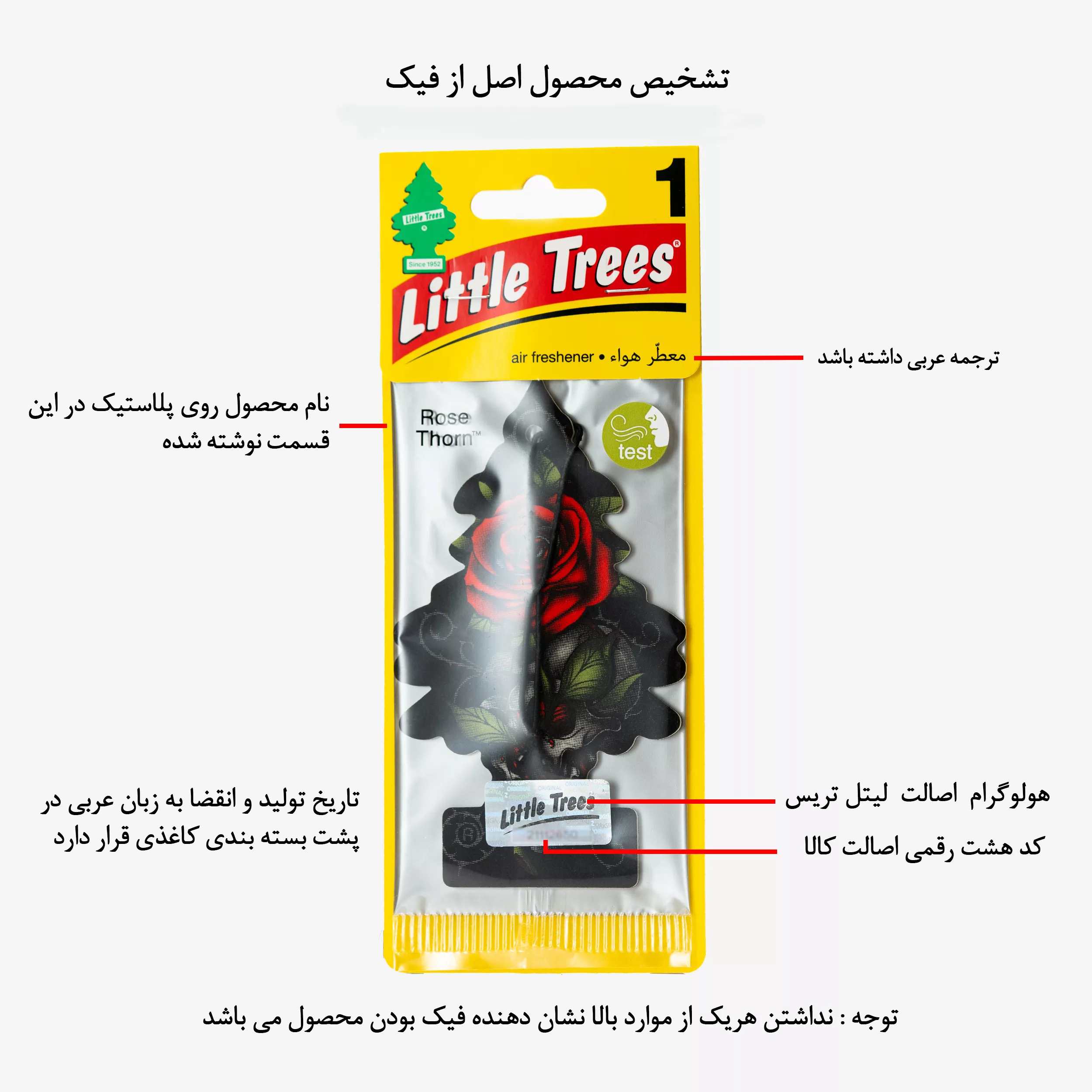 خوشبوکننده خودرو لیتل تریس مدل Trees رایحه Rose Thorn