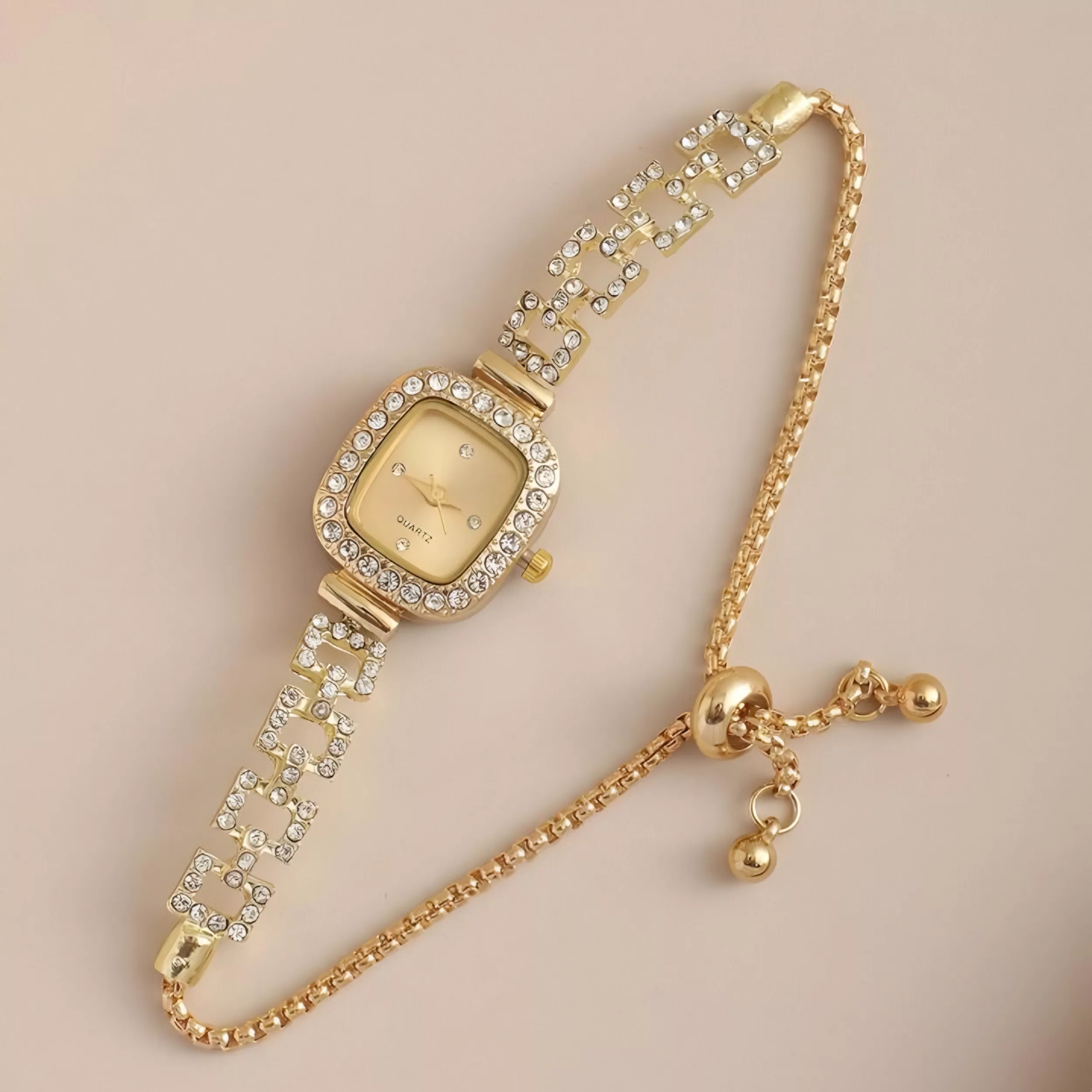ساعت مچی عقربه‌ای کوارتز زنانه مدل مینیمال لوکس بند دستبندی کرواتی کد ۲