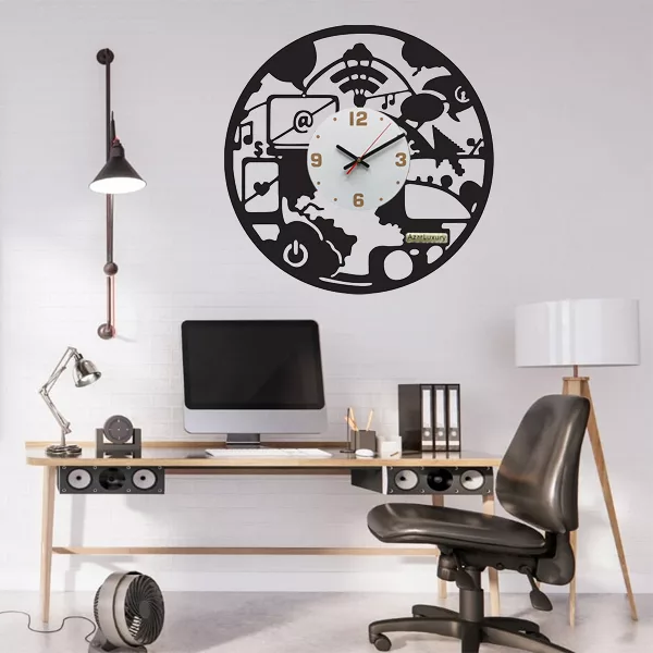 ساعت دیواری آذرلاکچری طرح کامپیوتر کد pc01