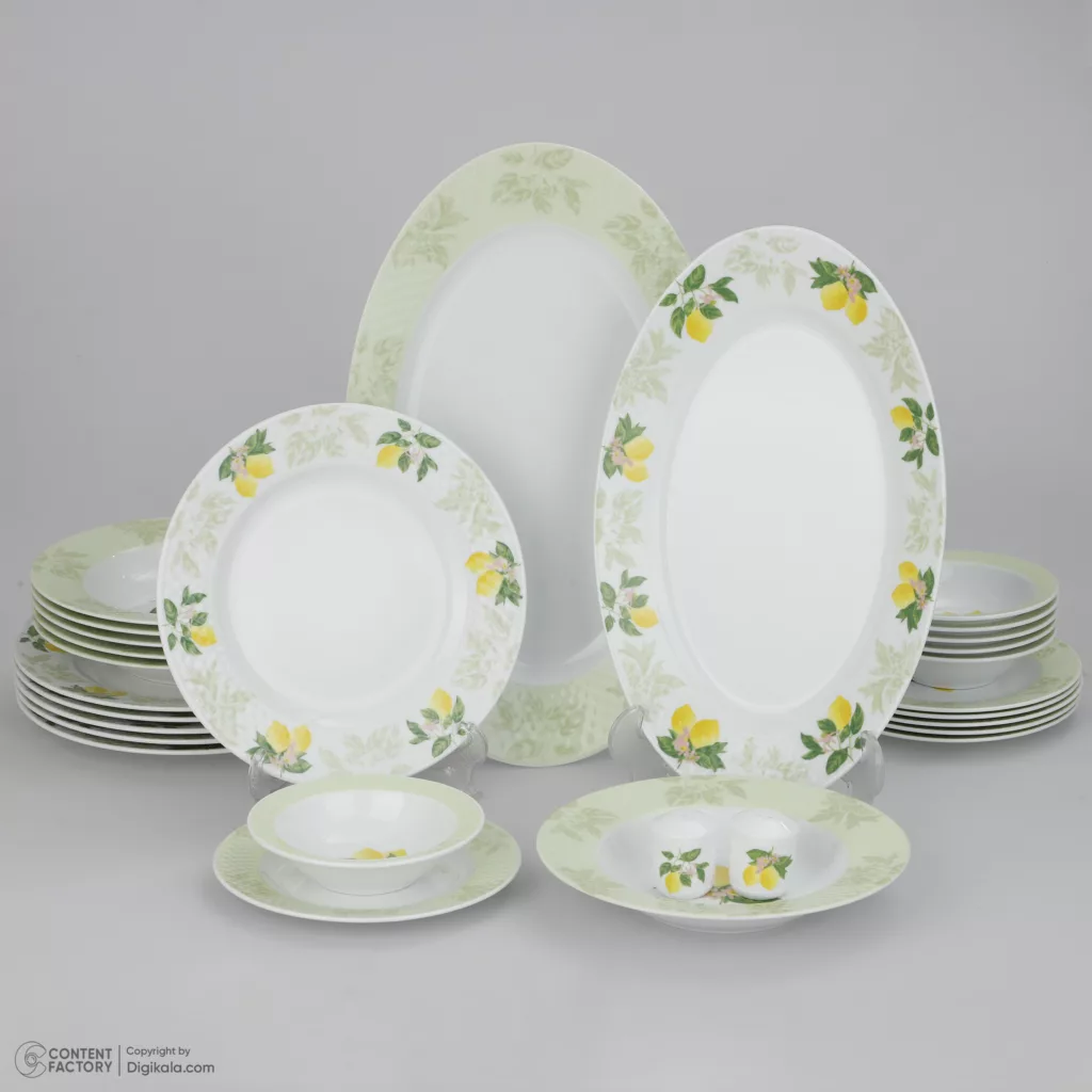 سرویس غذاخوری 28 پارچه چینی زرین ایران مدل رادیانس سیترونلا درجه یک