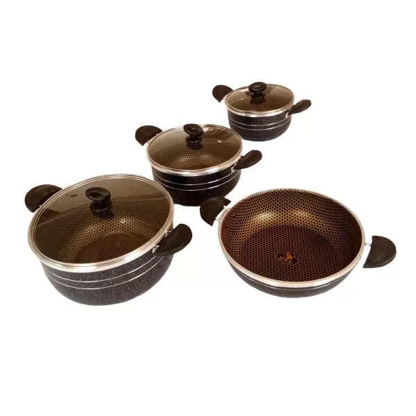 سرویس پخت و پز 7 پارچه هلنا مدل زنبوری لب پیچ کد sh-1400