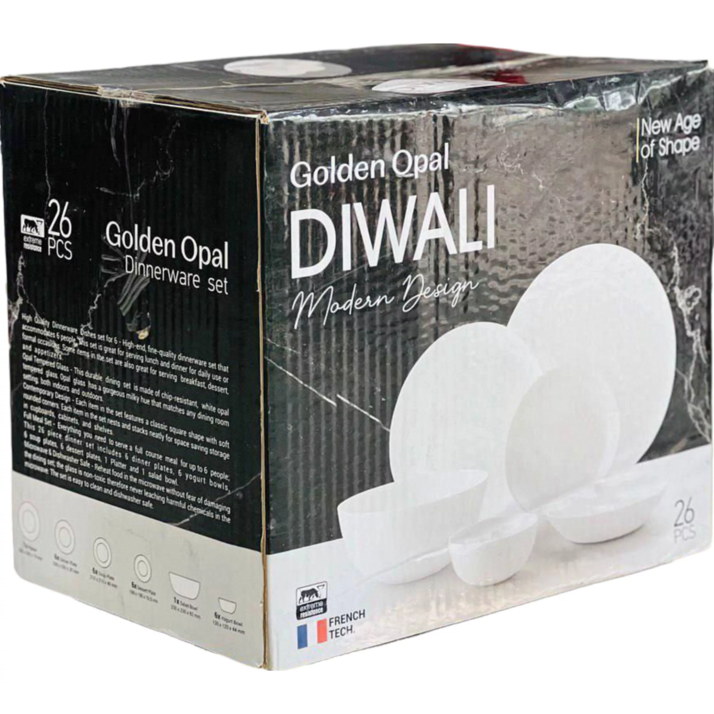 سرویس غذاخوری 26 پارچه گلدن اوپال مدل گرد کد 02