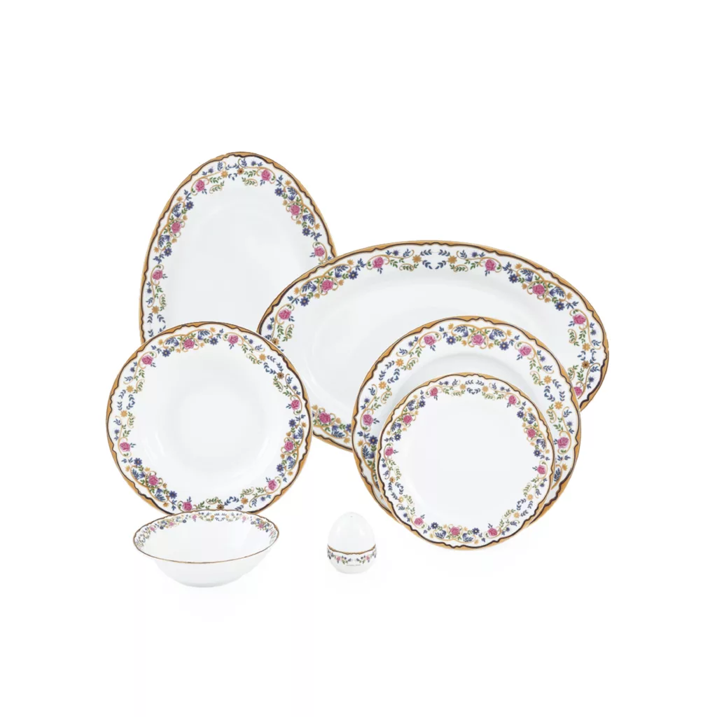 سرویس غذاخوری 28 پارچه 6 نفره چینی زرین ایران مدل ایتالیا اف گلستان درجه 3