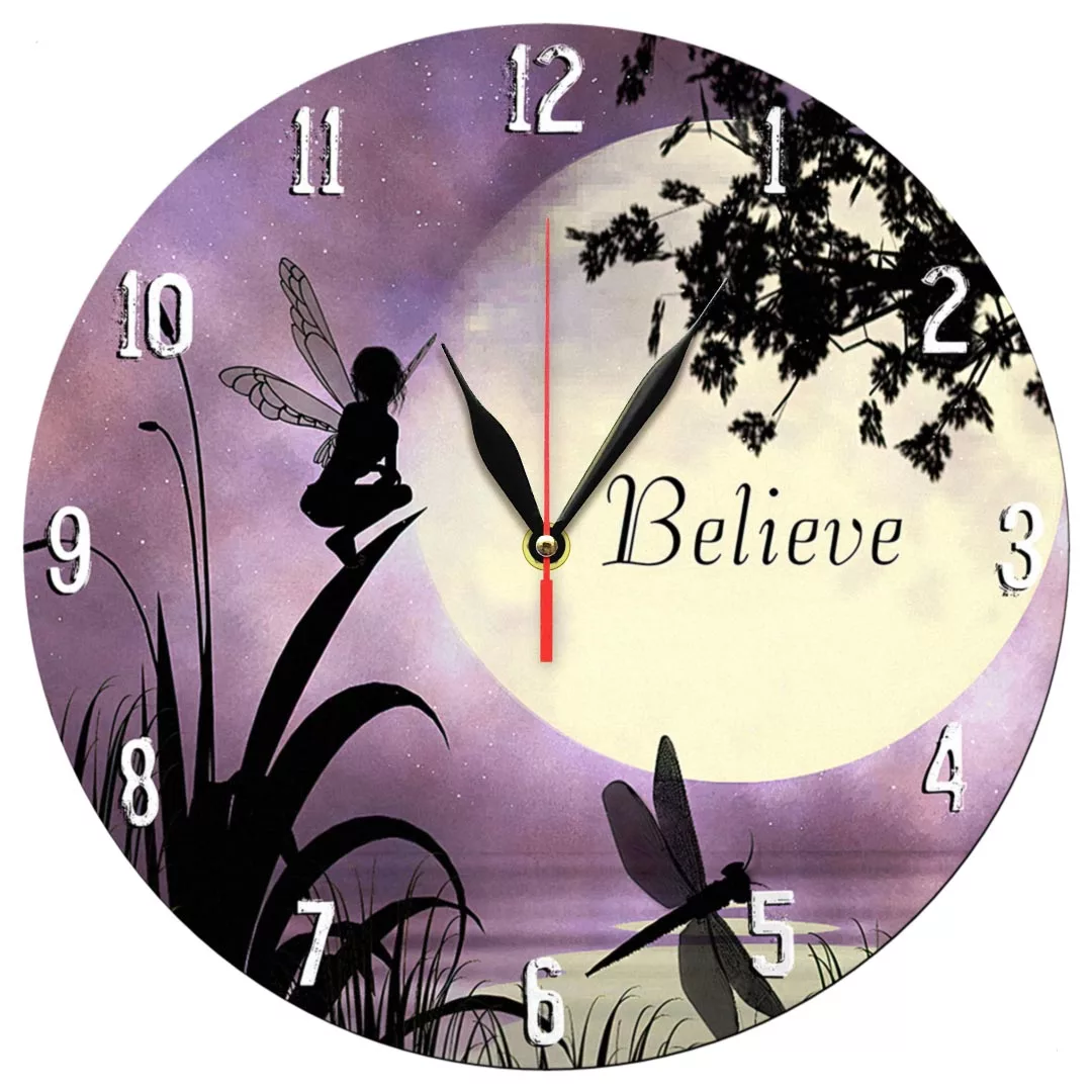 ساعت دیواری طرح پری و ماه و سنجاقک کد 1271