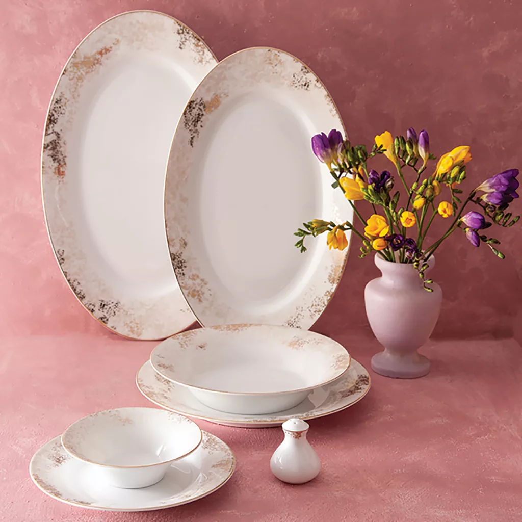 سرویس غذاخوری 35 پارچه چینی زرین ایران سری شهرزاد مدل کلودیا درجه یک