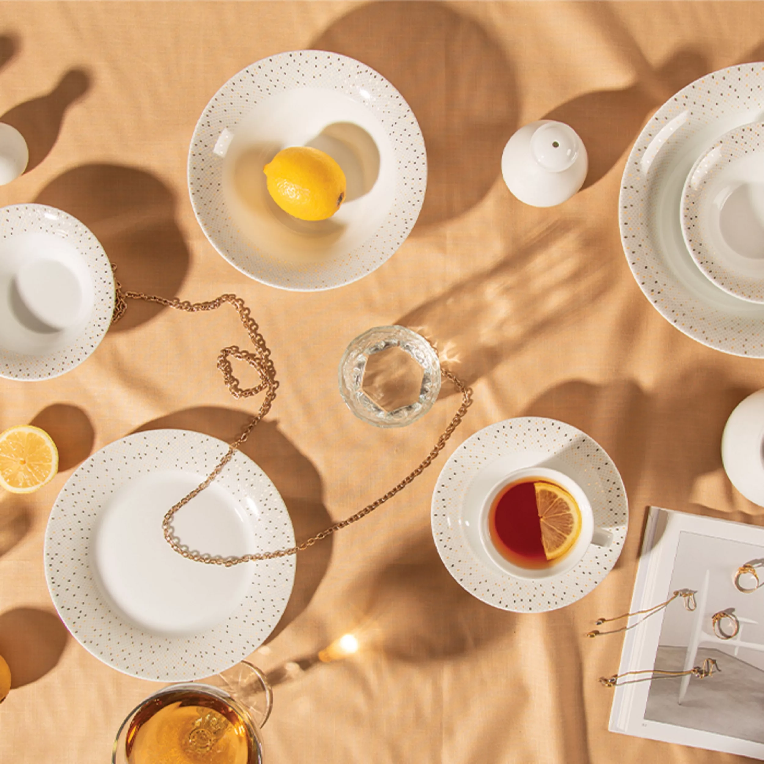 سرویس غذاخوری 35 پارچه چینی زرین ایران سری شهرزاد مدل سان رایز درجه عالی