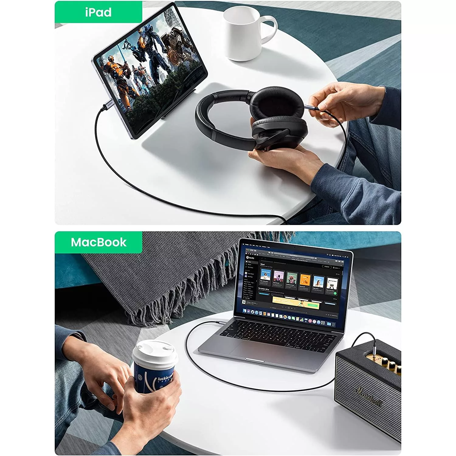 کابل تبدیل USB-C به جک 3.5 میلی متری یوگرین مدل AV143 - 30633 طول یک متر