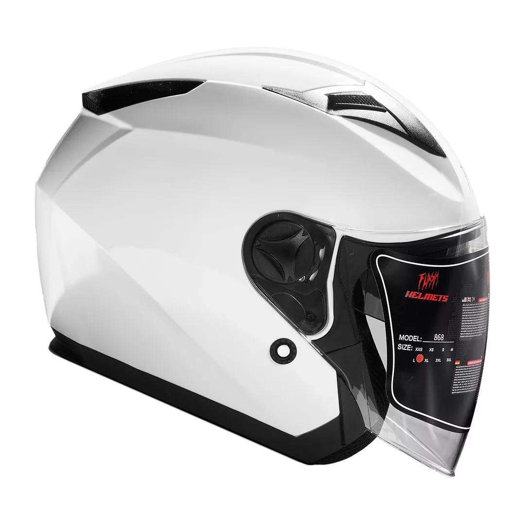 کلاه کاسکت بدون فک فلش مدل 868 glossy white