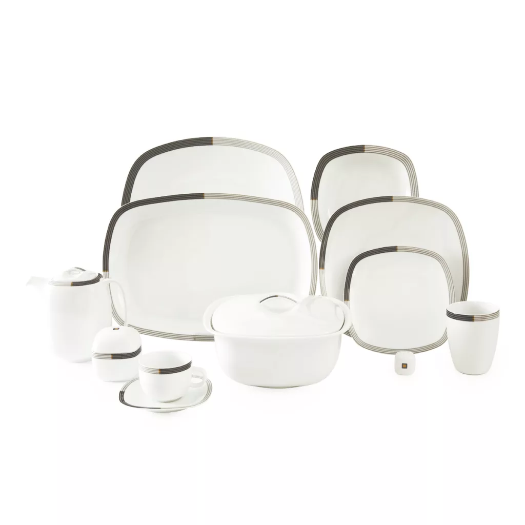 سرویس غذاخوری 98 پارچه 12 نفره چینی زرین ایران مدل  کواترو وگاس اوریت درجه عالی