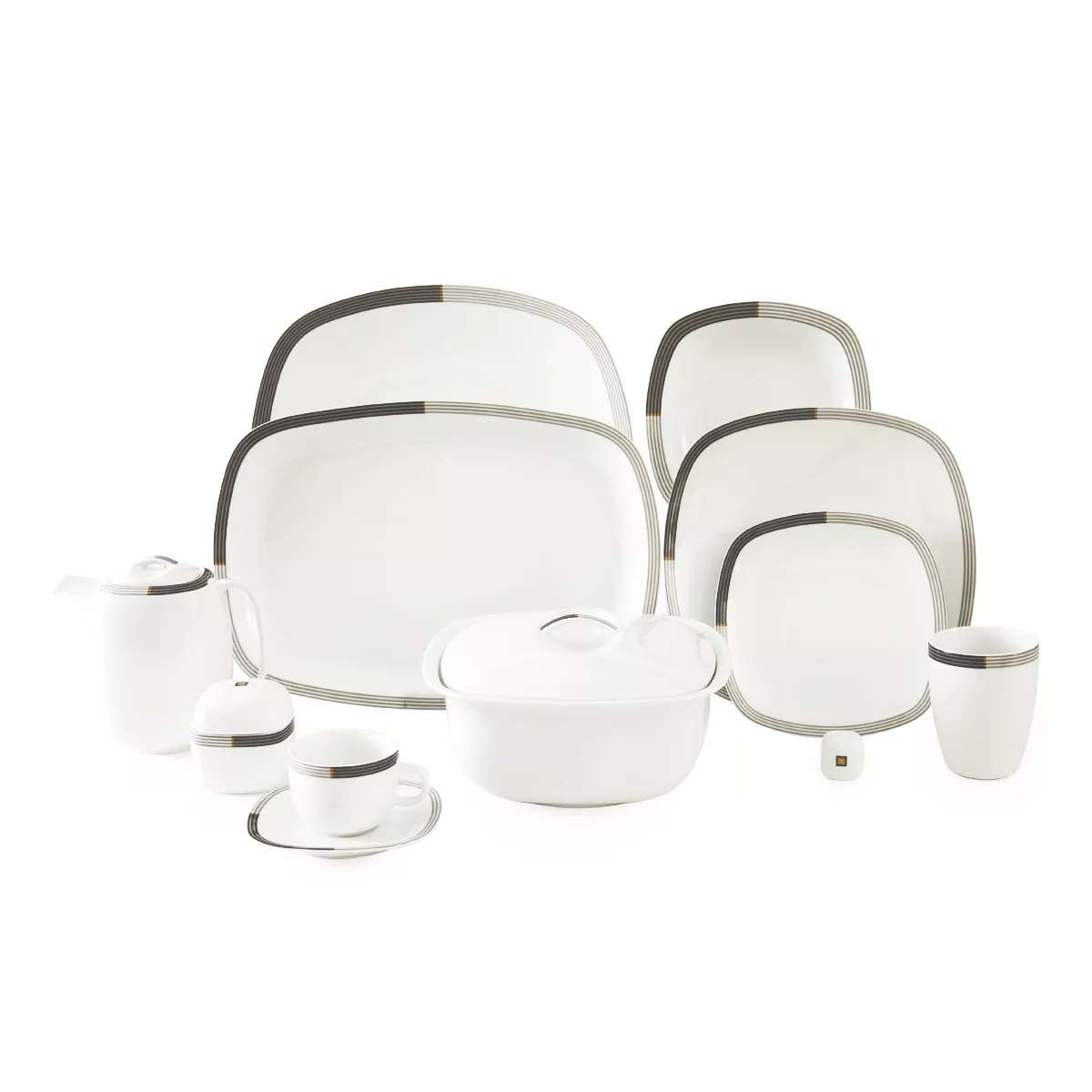 سرویس غذاخوری 98 پارچه 12 نفره چینی زرین ایران مدل  کواترو وگاس اوریت درجه عالی