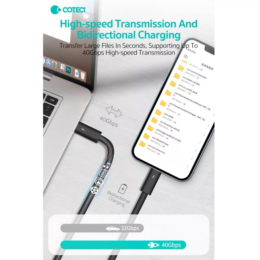 کابل Thunderbolt 4.0 کوتتسی مدل 87315 طول 2 متر