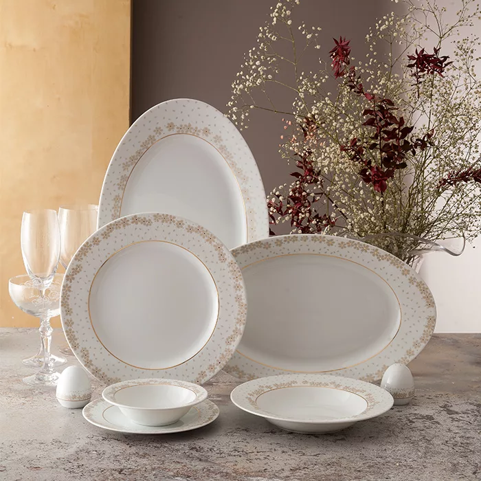 سرویس غذاخوری 74 پارچه چینی زرین ایران مدل ایتالیااف برایدال درجه عالی