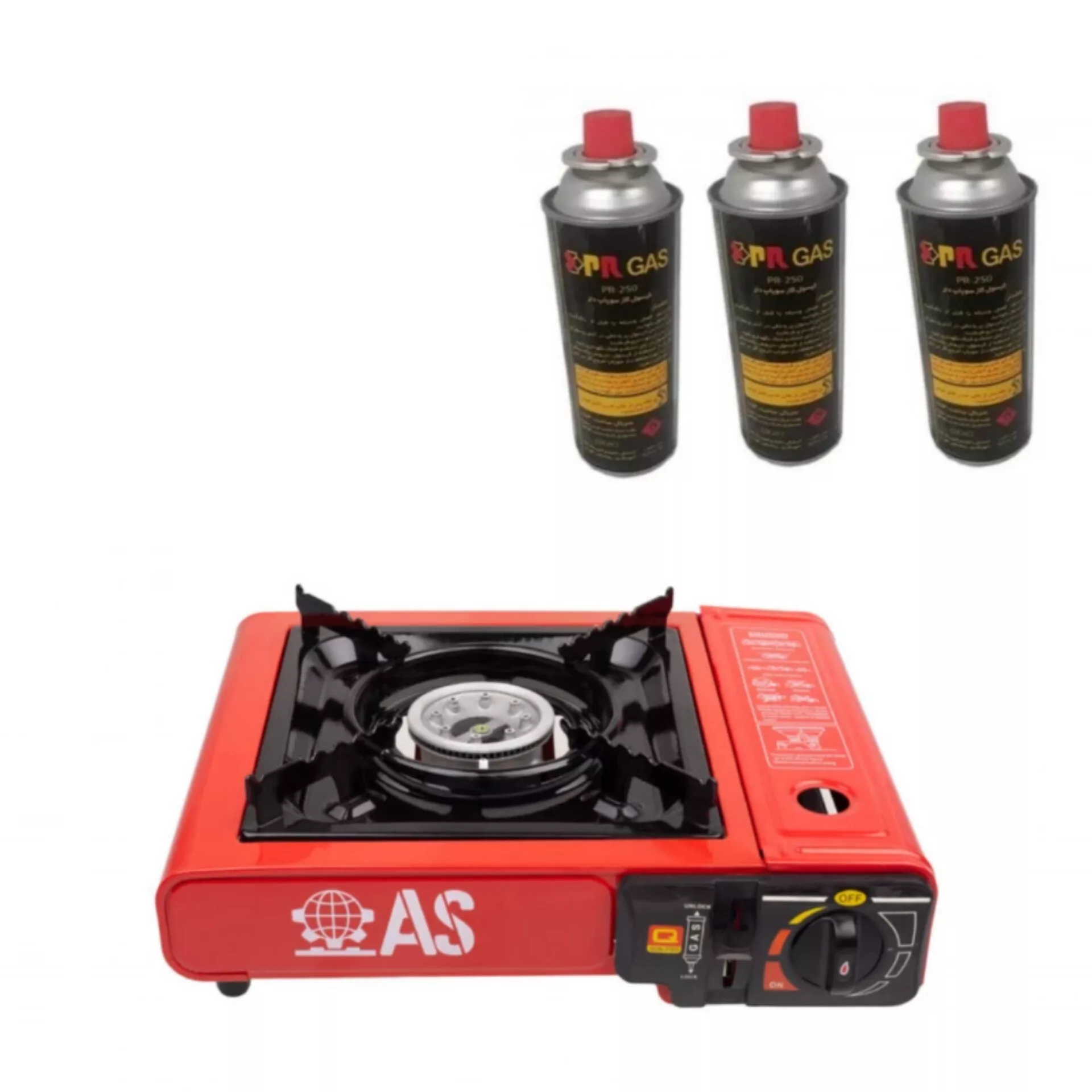 اجاق سفری مدل AS به همراه 3 عدد کپسول گاز سفری